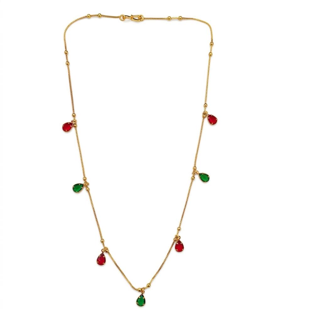 Urthn  Minimal Gold Chain Necklace with Crystal Drop Charms (Set of 3)