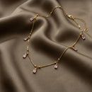 Urthn  Minimal Gold Chain Necklace with Crystal Drop Charms (Set of 3)