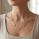 Urthn  Minimal Gold Chain Necklace with Crystal Drop Charms (Set of 3)
