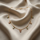 Urthn  Minimal Gold Chain Necklace with Crystal Drop Charms (Set of 3)