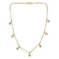Urthn  Minimal Gold Chain Necklace with Crystal Drop Charms (Set of 3)