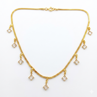 Urthn Minimal Gold Chain Necklace with Crystal Drop Charms(Pack of 3)