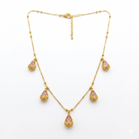 Urthn Lightweight Gold Plated Drop Charm Necklace for Women(Pack of 3)