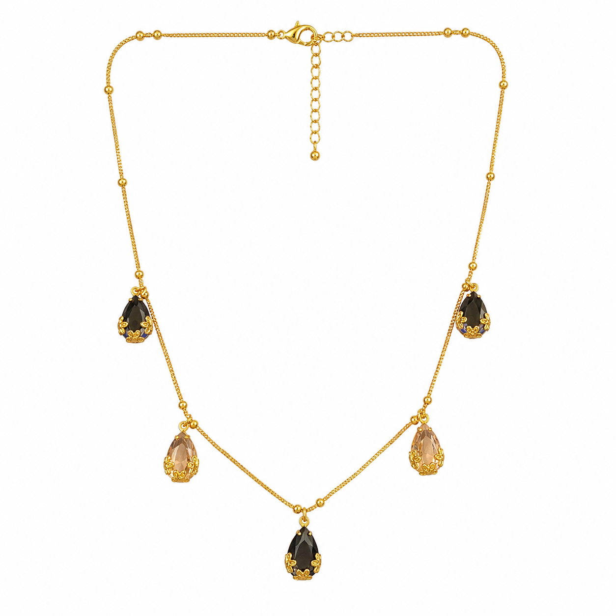 Urthn Designer Style Gold Chain Necklace with Drops Accents(Pack of 3)