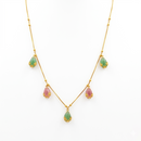 Urthn Minimal Gold Chain Necklace with Crystal Drop Charms(Pack of 3)