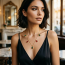 Urthn Elegant Gold Plated Teardrop Charm Necklace with Delicate Chain(Pack of 3)