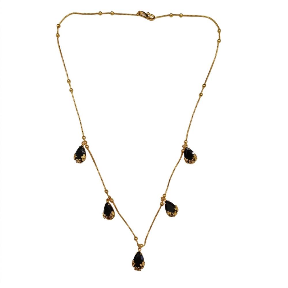 Urthn  Minimal Gold Chain Necklace with Crystal Drop Charms (Set of 3)