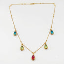 Urthn  Minimal Gold Chain Necklace with Crystal Drop Charms (Set of 3)