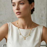 Urthn  Minimal Gold Chain Necklace with Crystal Drop Charms (Set of 3)