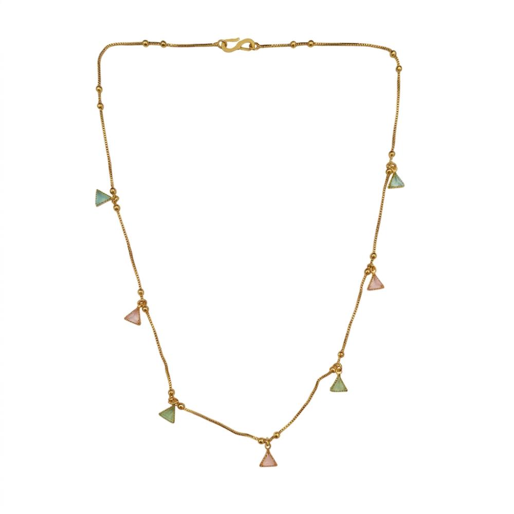Urthn  Minimal Gold Chain Necklace with Crystal Drop Charms (Set of 3)