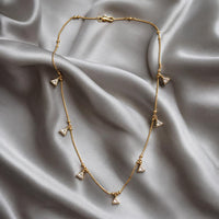 Urthn  Minimal Gold Chain Necklace with Crystal Drop Charms (Set of 3)
