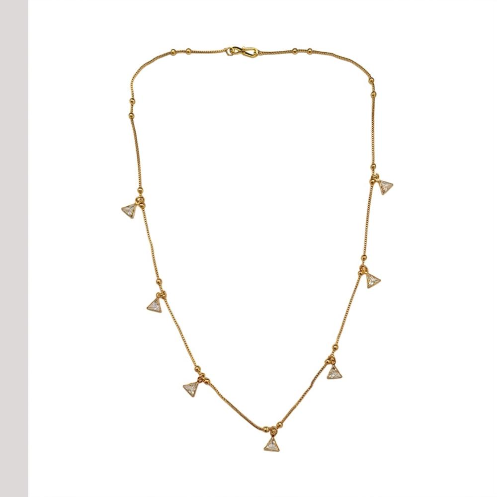 Urthn  Minimal Gold Chain Necklace with Crystal Drop Charms (Set of 3)