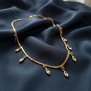 Urthn  Minimal Gold Chain Necklace with Crystal Drop Charms (Set of 3)