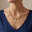 Urthn  Minimal Gold Chain Necklace with Crystal Drop Charms (Set of 3)