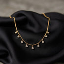 Urthn  Minimal Gold Chain Necklace with Crystal Drop Charms (Set of 3)