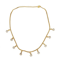 Urthn  Minimal Gold Chain Necklace with Crystal Drop Charms (Set of 3)