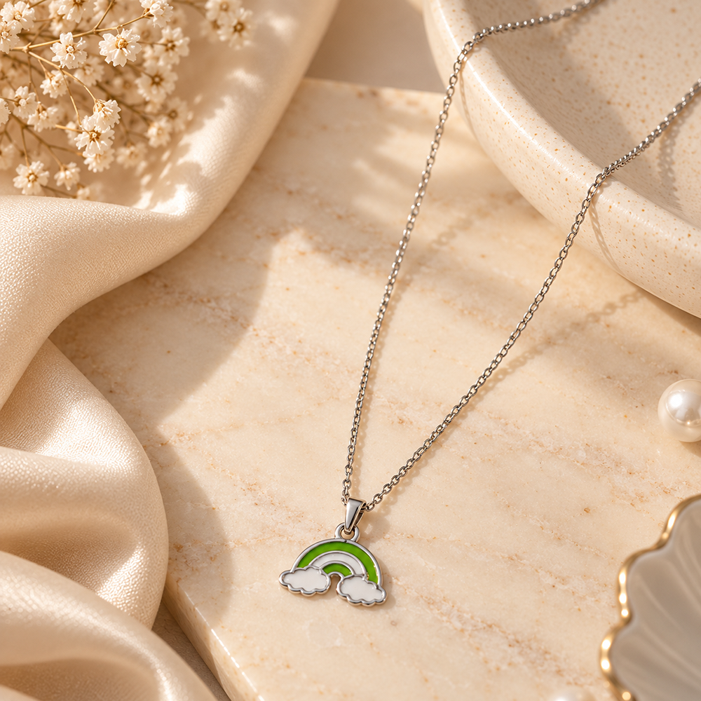 Urthn Cute Rainbow Charm Pendant Necklace for Women Trendy Daily Wear Accessory