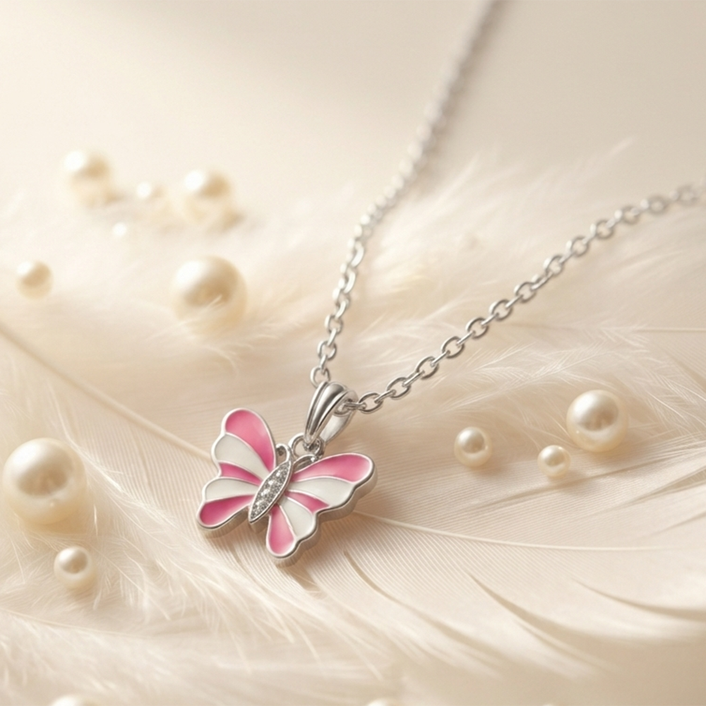 Urthn Graceful Butterfly Shape Meenakari Chain Pendant | Designer Jewellery for Women