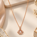 Urthn Stylish Rose Gold Plated Floating American Diamond Pendant Necklace(Pack of 3)