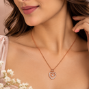 Urthn Stylish Rose Gold Plated Floating American Diamond Pendant Necklace(Pack of 3)