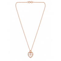 Urthn Stylish Rose Gold Plated Floating American Diamond Pendant Necklace(Pack of 3)