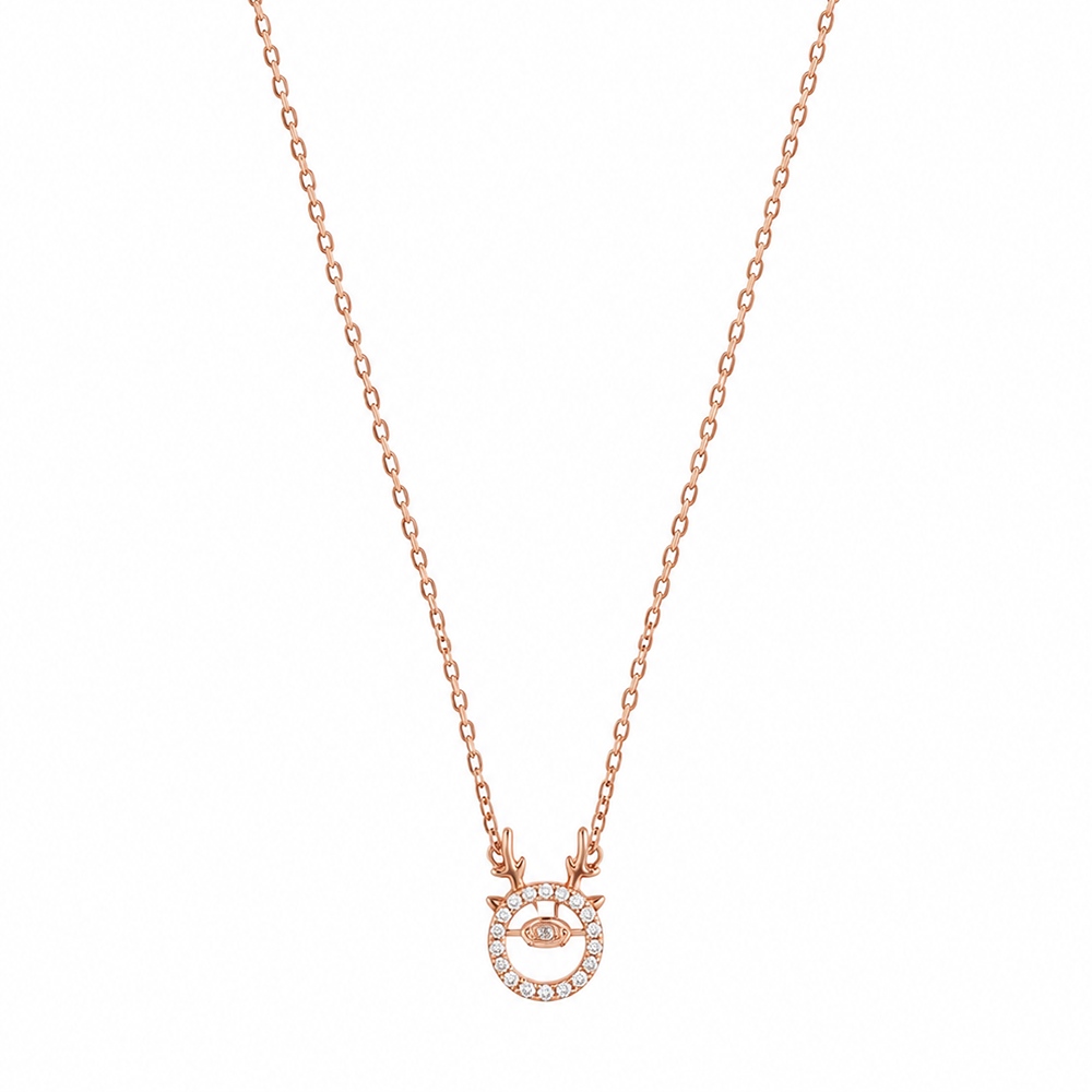 Urthn Stylish Rose Gold Plated Floating American Diamond Pendant Necklace(Pack of 3)