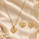 Urthn Anti Tarnish Chain Necklace with Heart Pendant & Matching Earrings for Women