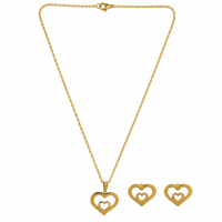 Urthn Anti Tarnish Chain Necklace with Heart Pendant & Matching Earrings for Women(Pack Of 6)
