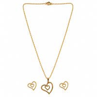 Urthn Anti Tarnish Chain Necklace with Heart Pendant & Matching Earrings for Women(Pack Of 6)