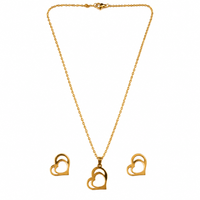 Urthn Anti Tarnish Chain Necklace with Heart Pendant & Matching Earrings for Women(Pack Of 6)