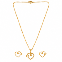 Urthn Anti Tarnish Chain Necklace with Heart Pendant & Matching Earrings for Women(Pack Of 6)