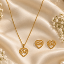 Urthn Minimal Anti Tarnish Love Pendant Chain Necklace & Earrings Set for Women