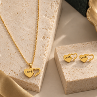 Urthn Beautiful Anti Tarnish Heart With Love Pendant Necklace with Matching Earrings for  Party Wear