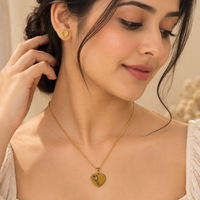 Urthn Beautiful Anti Tarnish Heart and Key Pendant Necklace with Matching Earrings for  Party Wear(Pack Of 6)