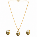 Urthn Beautiful Anti Tarnish Heart Lock Pendant Necklace with Matching Earrings for  Party Wear(Pack Of 6)