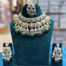JCM Antique Finish Pota Stone And Meenakari Beads Choker Necklace Set