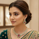 JCM Designer Polki Kundan Stone Statement Necklace Set