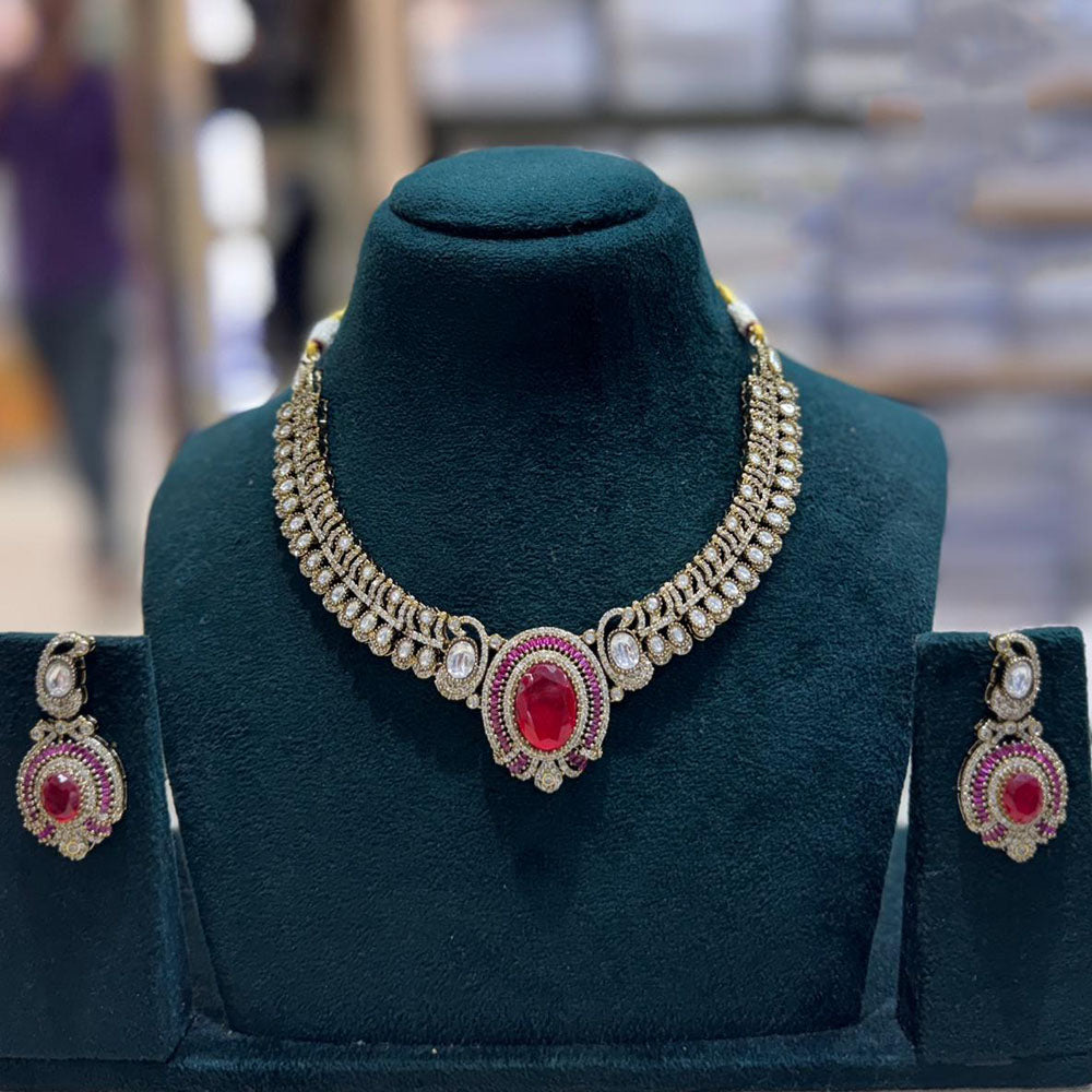 JCM Designer Polki Kundan Stone Statement Necklace Set