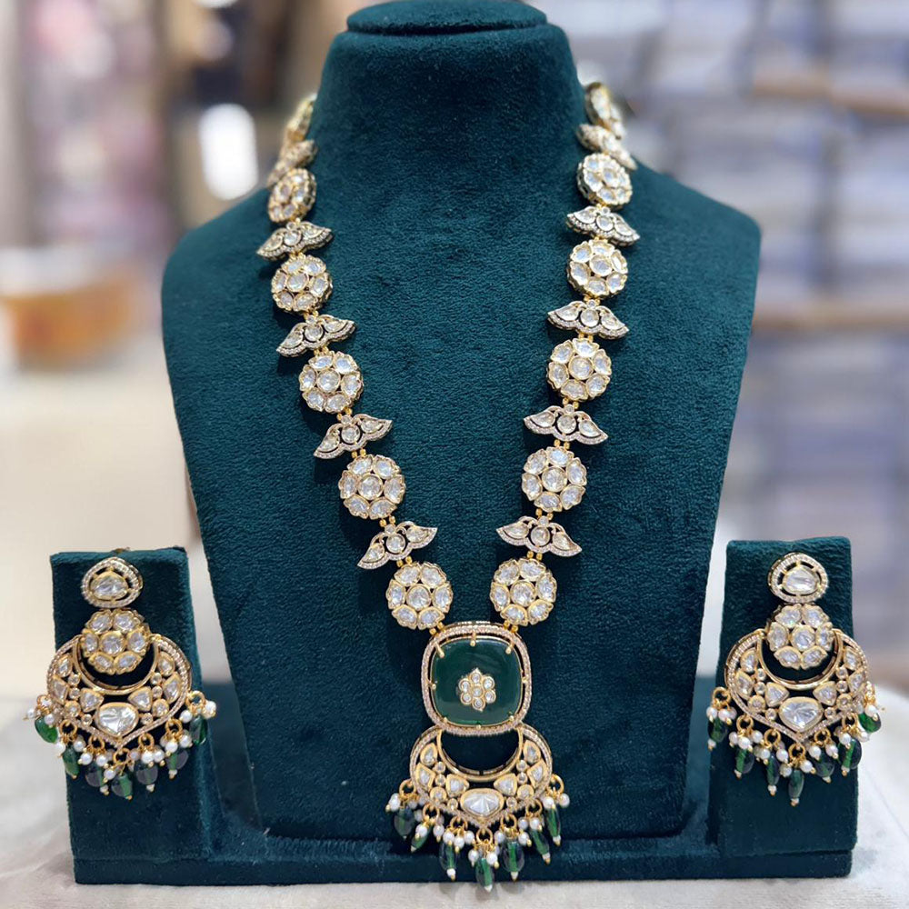 JCM Designer Polki Kundan Stone And Beads Statement Necklace Set