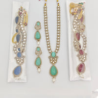 JCM Designer Pota And Austrian Stone Pearl Long Necklace Set