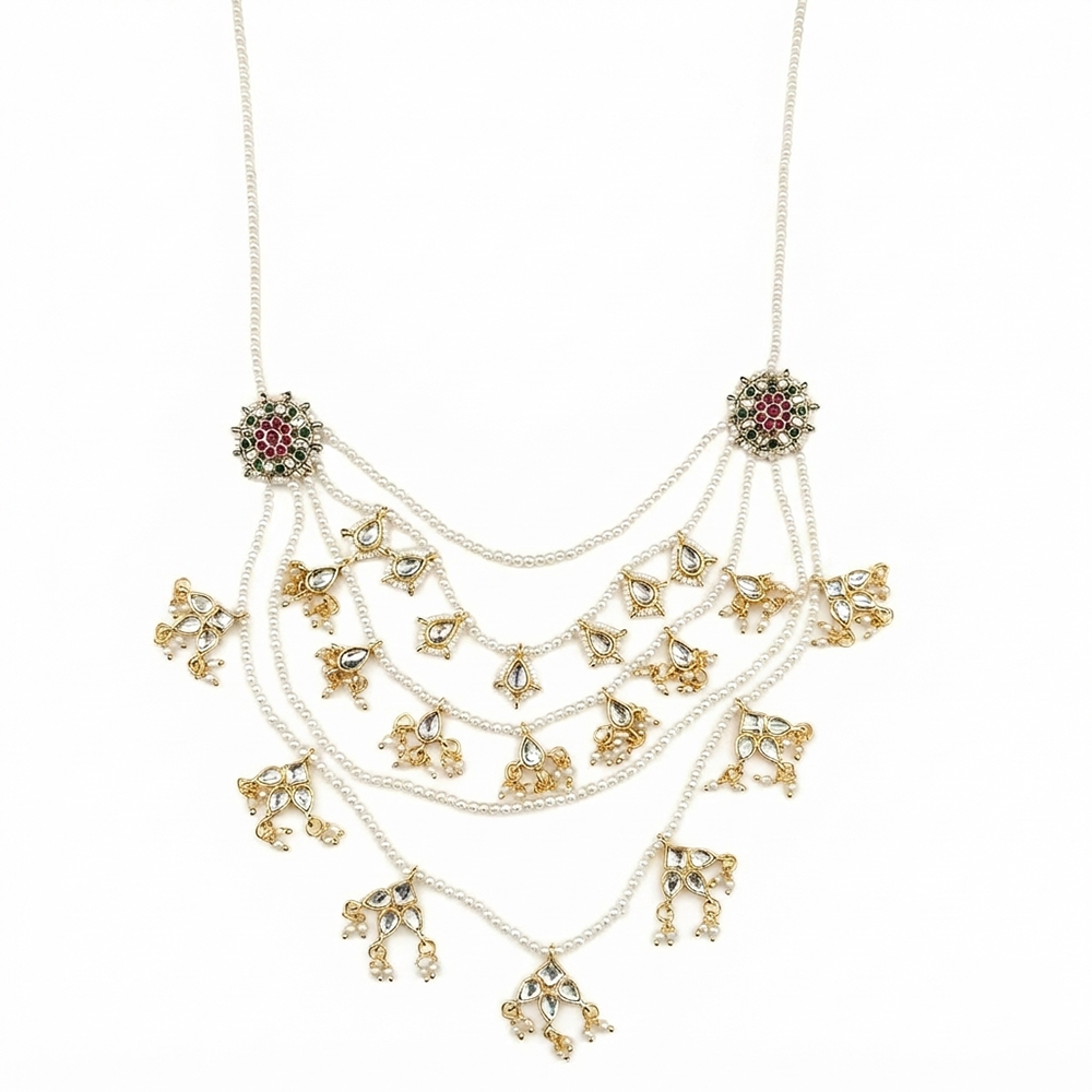 Darshana Jewels Kundan Stone And Pearl Hair Accessories – Statement Hair Jewelry