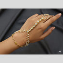 JCM Antique Kundan Stone And Pearl Hand Harness Set