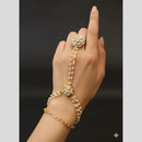 JCM Antique Kundan Stone And Pearl Hand Harness Set