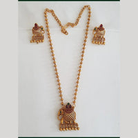 JCM Royal Elephant Motifs Pota Stone Beads Designer Long Necklace Set