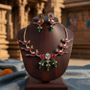 JCM  Royal Bird Motifs Polki Kundan Stone With Beads Necklace Set