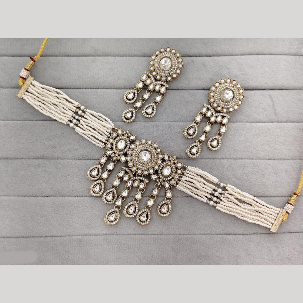 JCM Heritage Polki Kundan Stone And Austrian Stone Choker Necklace Set