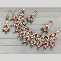 JCM Luxury Pota Stone Kundan And Pearl  Necklace Set