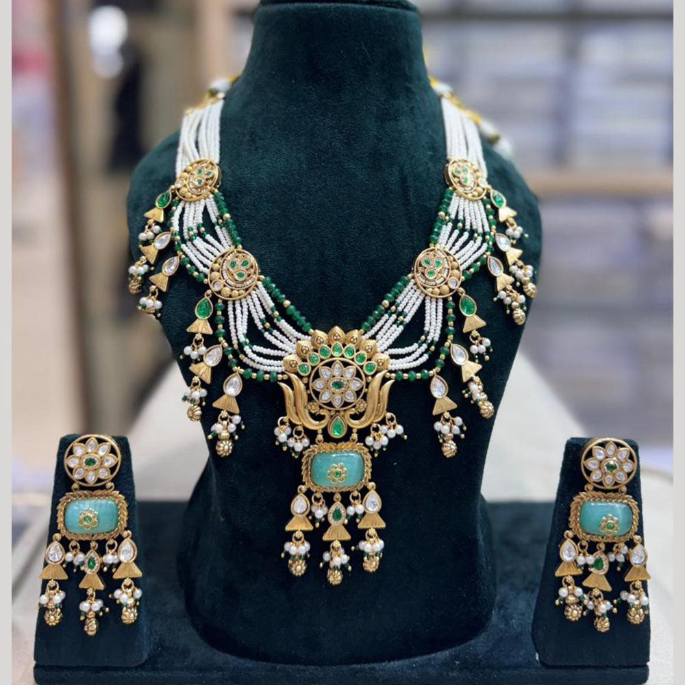 JCM Heritage Style Pota Stone Beads And Pearl Necklace Set