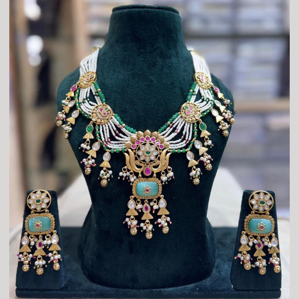 JCM Heritage Style Pota Stone Beads And Pearl Necklace Set