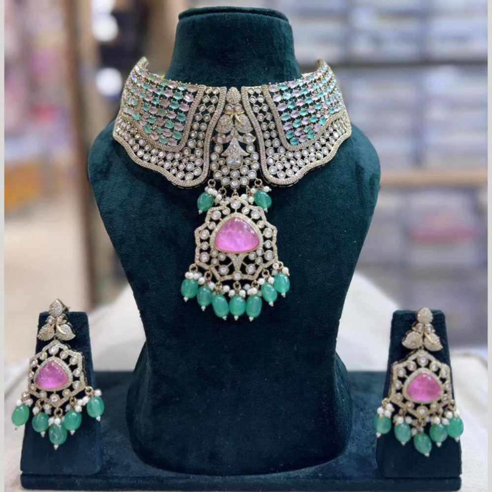 JCM Ethnic Style Pota Stone Beads And Pearl Necklace Set